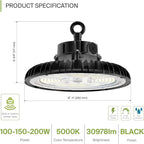 ASD LED High Bay UFO Light Fixture, Commercial Shop Lighting | Dimmable - Image 2