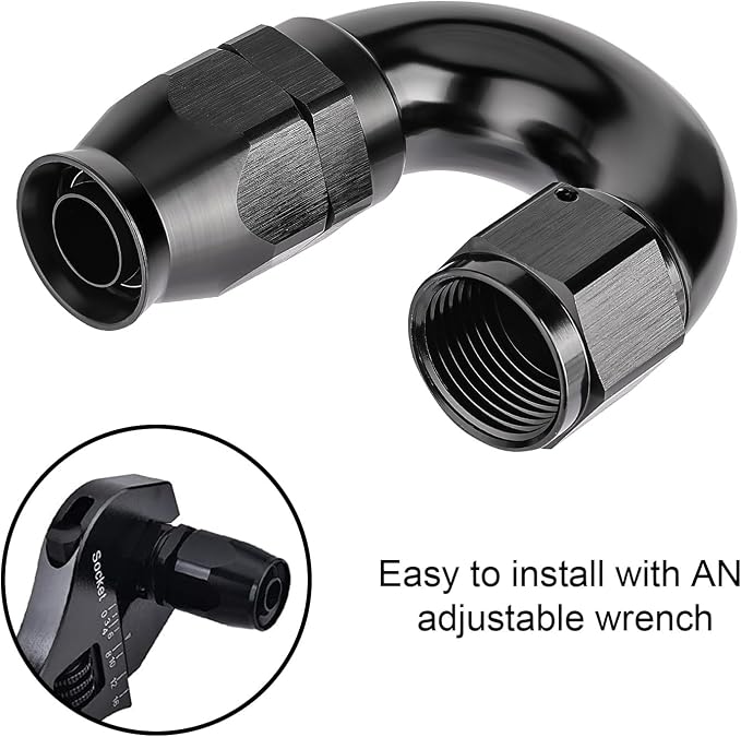 EVIL ENERGY 8AN 180 Degree PTFE One Piece Full Flow End Hose Fitting Aluminum - Image 6
