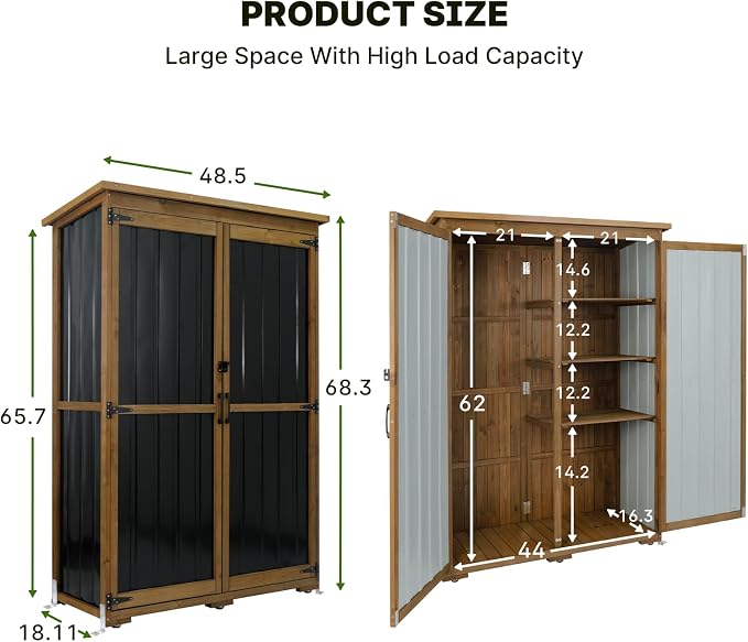 Outdoor Storage Cabinet Wood & Metal - Image 7