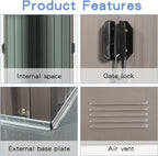 8 x 4 FT Outdoor Storage Shed, Large Metal Utility Garden Shed - Image 7