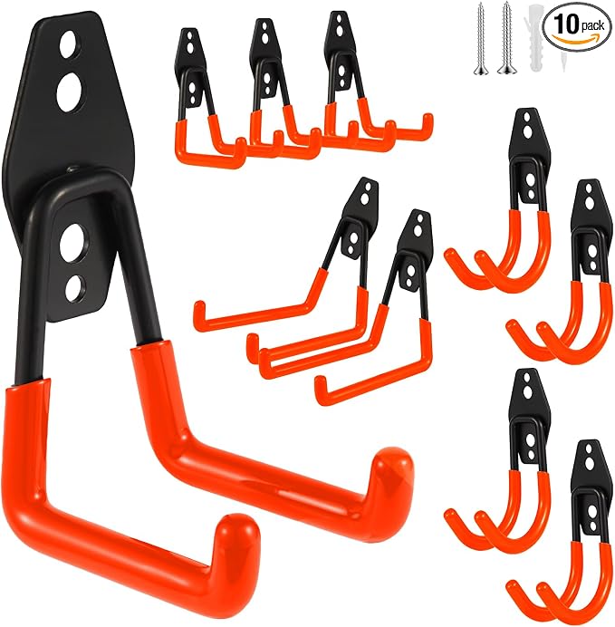 Steel Garage Hooks Wall Tool Organizer, 10 Pack Garage Storage Hook Heavy Duty by Unknown