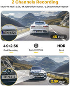 GKU Dash Cam Front and Rear, 4K 60fps＋2.5K Dashcam, STARVIS Sensor, 5G WiFi GPS - Image 2
