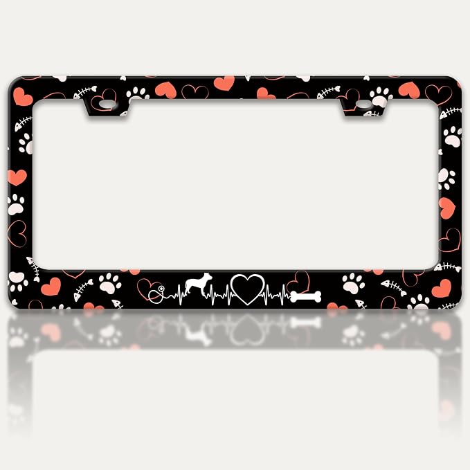 Dog Paw Prints License Plate Frame Dog Lover License Plate Holders Funny by RTINRAN