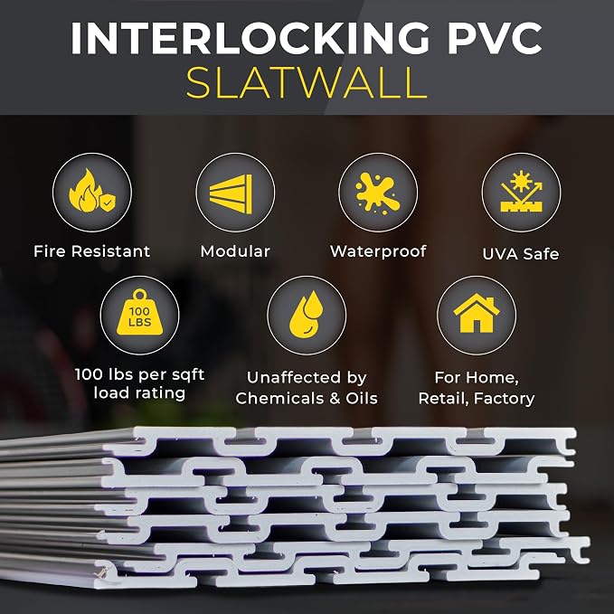 Heavy Duty 8x4 PVC Garage Slatwall Storage System - Image 3