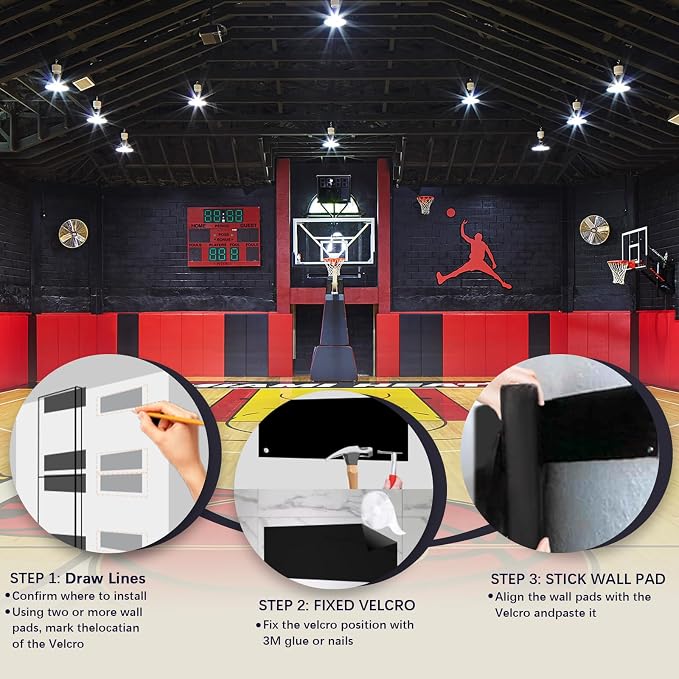 PROGOAL 60"/72" High Gym Wall Padding 2"/4" Thick Foam Basketball Court Wall - Image 2