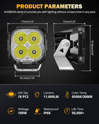 Auxbeam Color Play Series 3" LED Pod Lights, Offroad Spotlights - Image 3