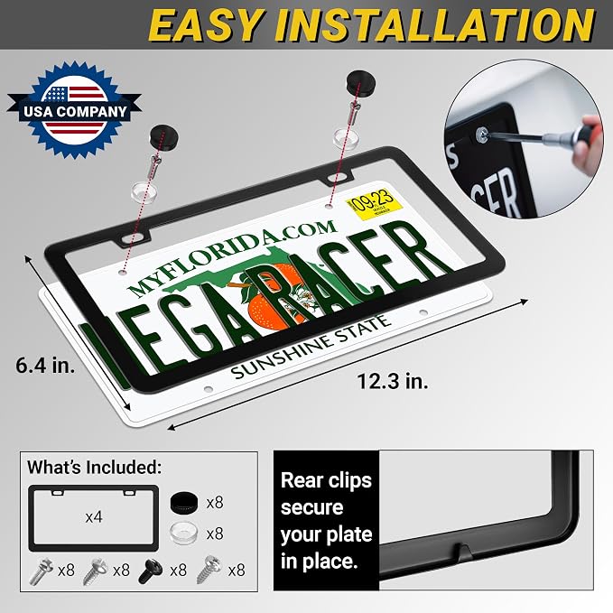 Premium Slim Matte Black License Plate Frames – Best Value 4 Pack, Rust-Free - Image 5