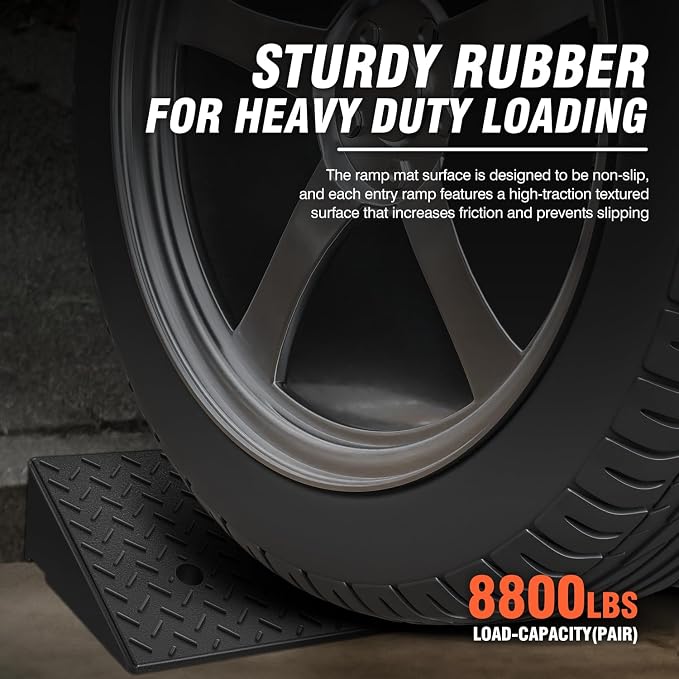 DNA MOTORING 2pcs 5.3" Rise Rubber Curb Ramp Heavy Duty Loading Driveway Ramp - Image 3