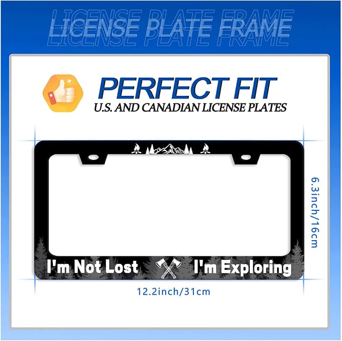 Funny License Plate Frame I'm Not Lost I'm Exploring License Plate Stainless - Image 7