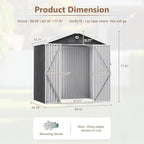 8X6 FT Outdoor Storage Shed, Metal Garden Shed - Image 3