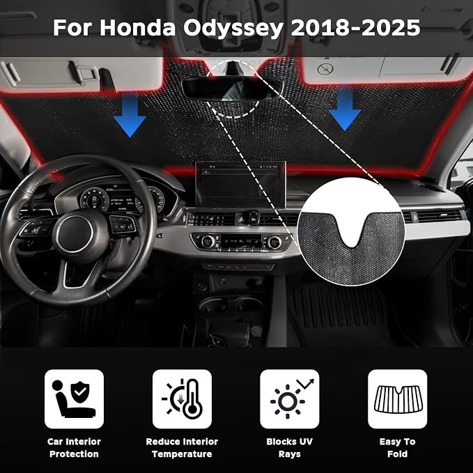 Windshield Sun Shade for Honda Odyssey 2018-2025 - Image 2