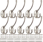 IBosins 10 Pack Heavy Duty Dual Coat Hooks Wall Mounted by IBosins