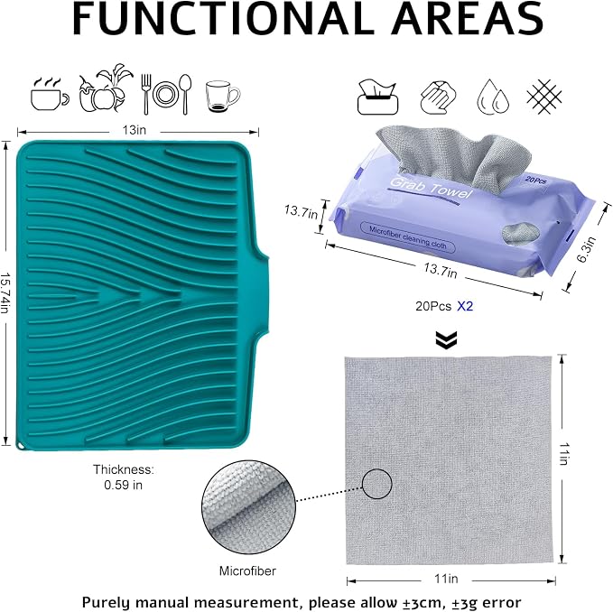 Silicone Dish Drying Mat, Stone Drying Mat - Image 2