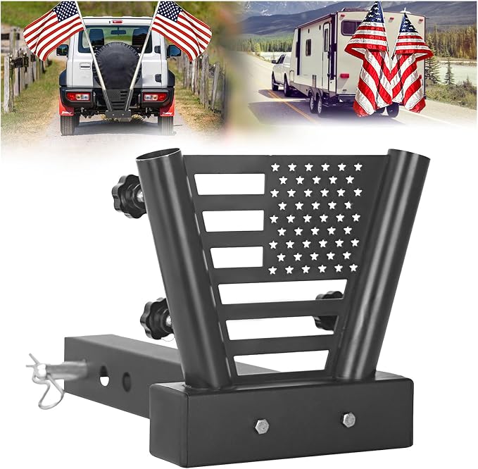 Heavy Duty Dual Hitch Flag Pole Holder by Sidasu
