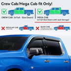 Window Visors Rain Guards for 2009-2018 Ram 1500 Crew/Mega Cab/Full-Size Cab - Image 2