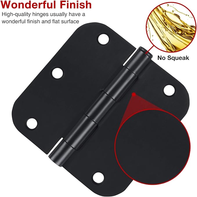 TDCHINGES 18 Pack Door Hinges 3.5 Inch Matte Black - Image 2
