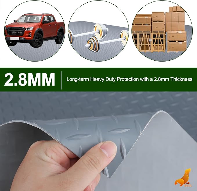 SEAL 6 x 10 Ft Premium Garage Floor Mat, Solid 2.8mm Thick Gray Commercial - Image 3