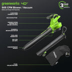 Greenworks 40V Cordless Brushless Leaf Blower/Vacuum - Image 2