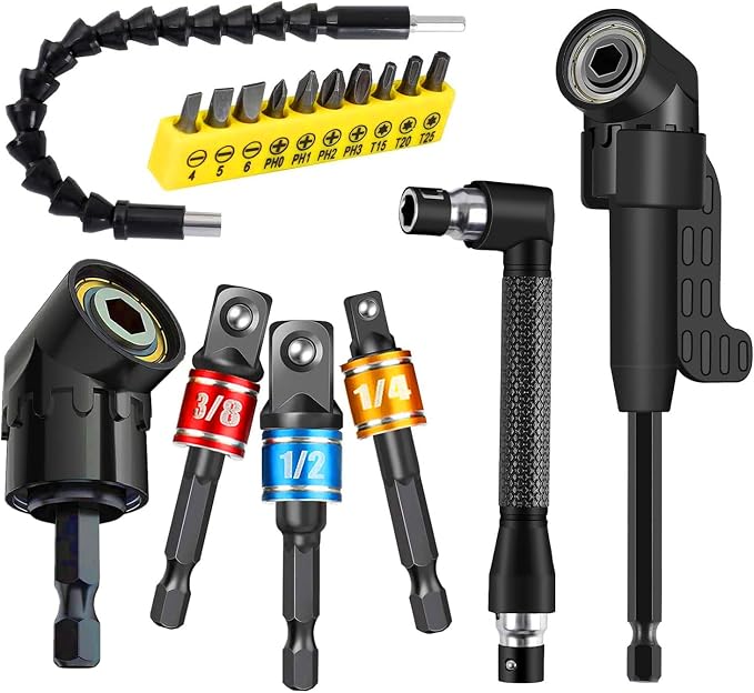 17pcs Flexible Drill Bit Extension, Include 3pcs Impact Socket Adapter 2pcs Hex by CIGOTU