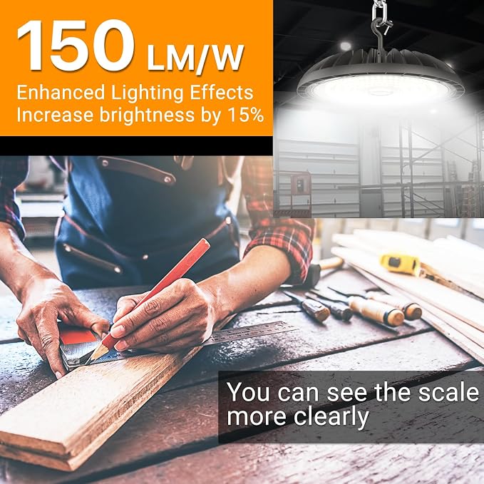 2 Pack LED High Bay Light 200W 30000 lm, 5000K UFO High Bay Led Shop Lights ETL - Image 2