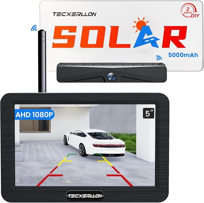 Backup Camera, Solar Wireless Backup Camera by TECXERLLON