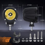 Nilight Motorcycle LED Pods 2 PCS 3 Inch Spot Round Offroad Fog Light 1065LM - Image 2