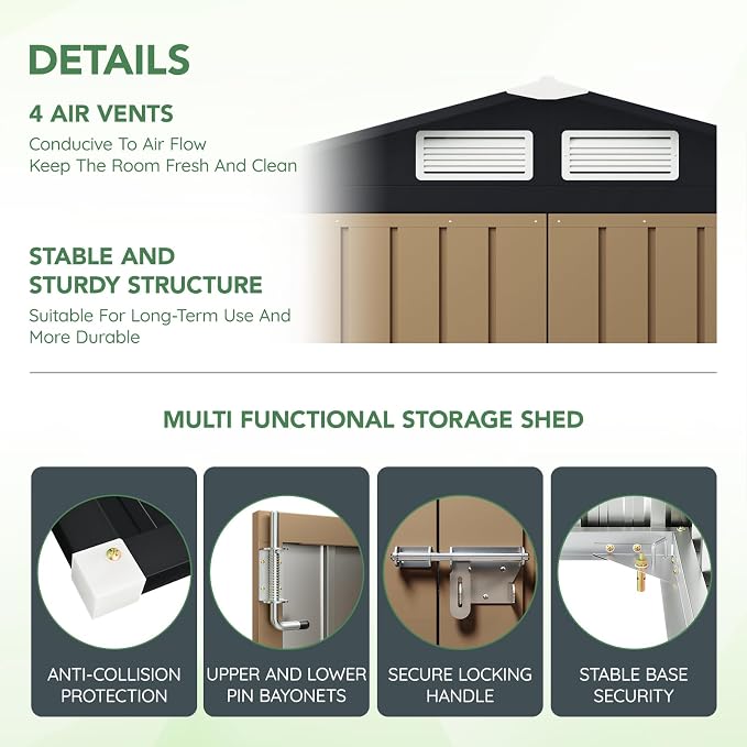3X5FT Outdoor Steel Storage Shed - Image 4