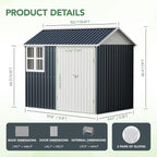 8X6FT Outdoor Steel Storage Shed - Image 3