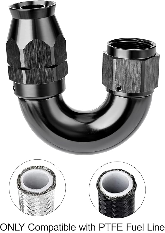 EVIL ENERGY 10AN 180 Degree PTFE One Piece Full Flow End Hose Fitting Aluminum - Image 5