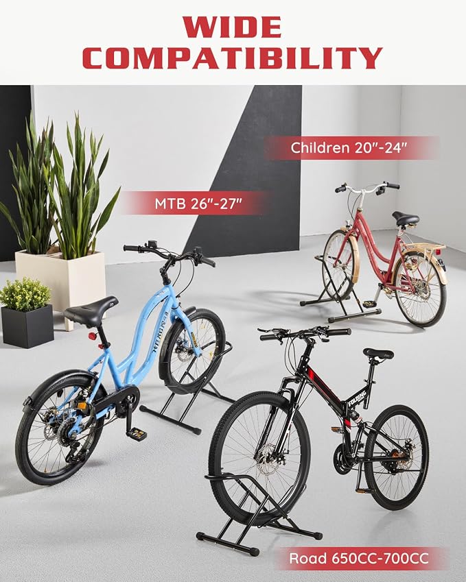 Upgraded 4" Wide Tire Floor Bike Stand Rack, Heavy Duty Garage Indoor Bike - Image 3