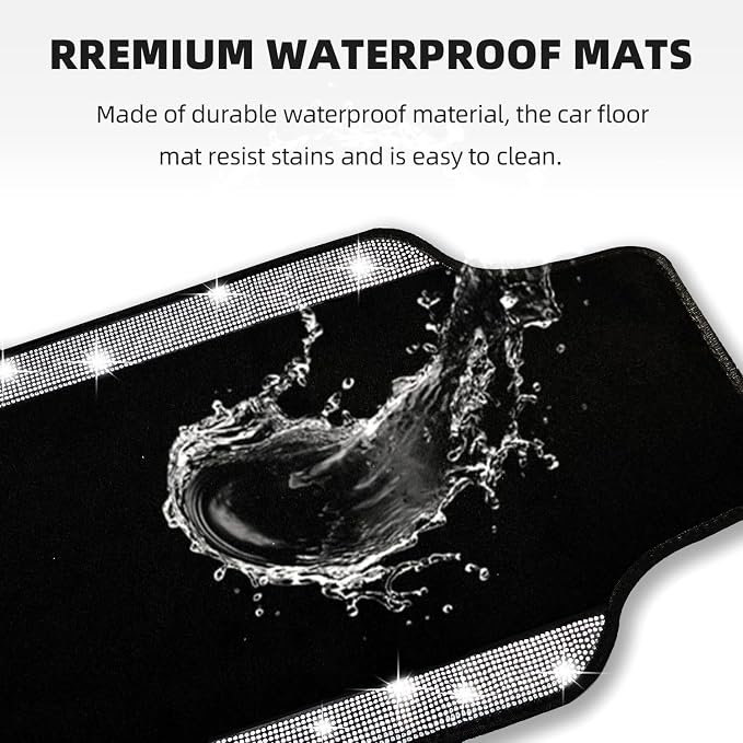 NBTEPEM Bling Car Floor Mats Full Set, Universal Fit Most Cars - Image 3