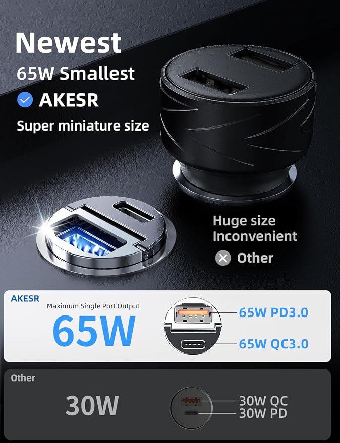65W USB C Car Charger Fast Charging，12V USB Outlet Accesorios para - Image 2