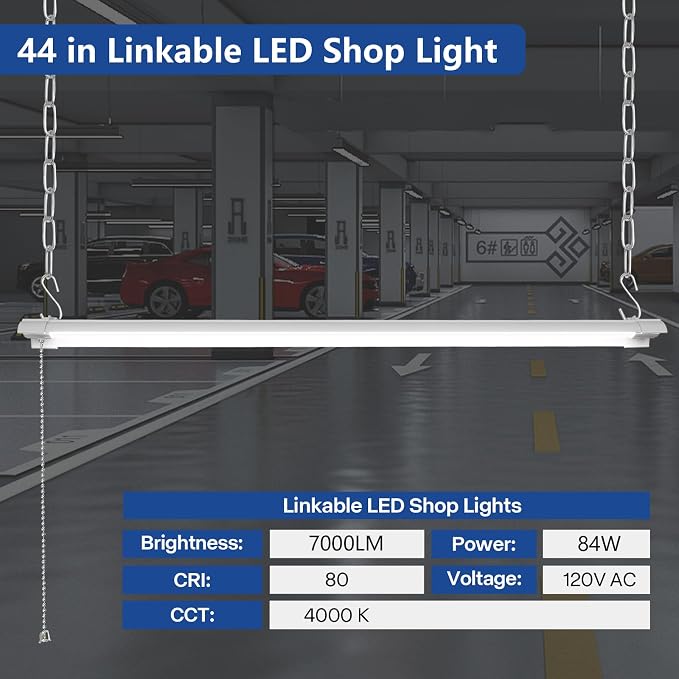 4-Pack 4ft Linkable Led Shop Light, Plug in Garage Lighting - Image 2