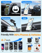 HTU Upgraded Strongest Suction Car Phone Holder Bendable Arm, Never Block View - Image 6