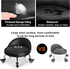 Rolling Stool with Backrest Low Height Rolling Stool with PU Leather, Roller - Image 7