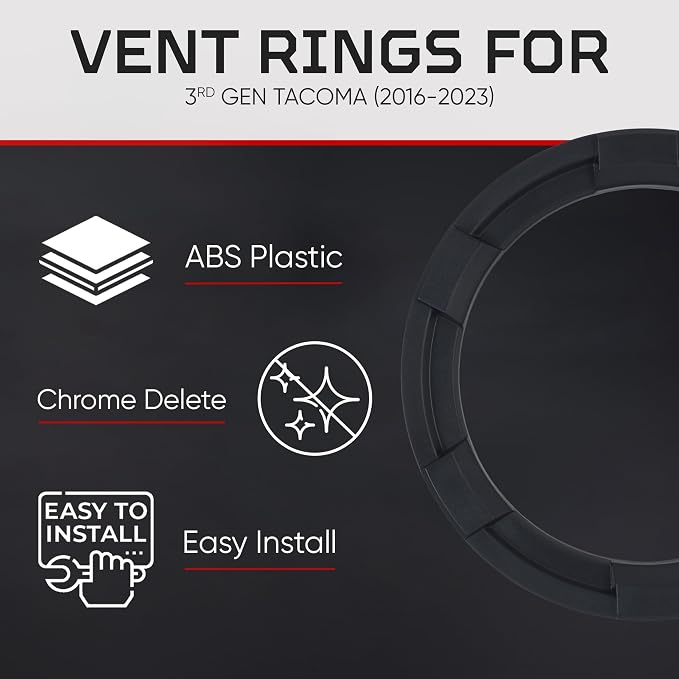 AJT Design Vent Ring for 3rd Gen Tacoma | Blackout Mode | Impact Resistant ABS - Image 4