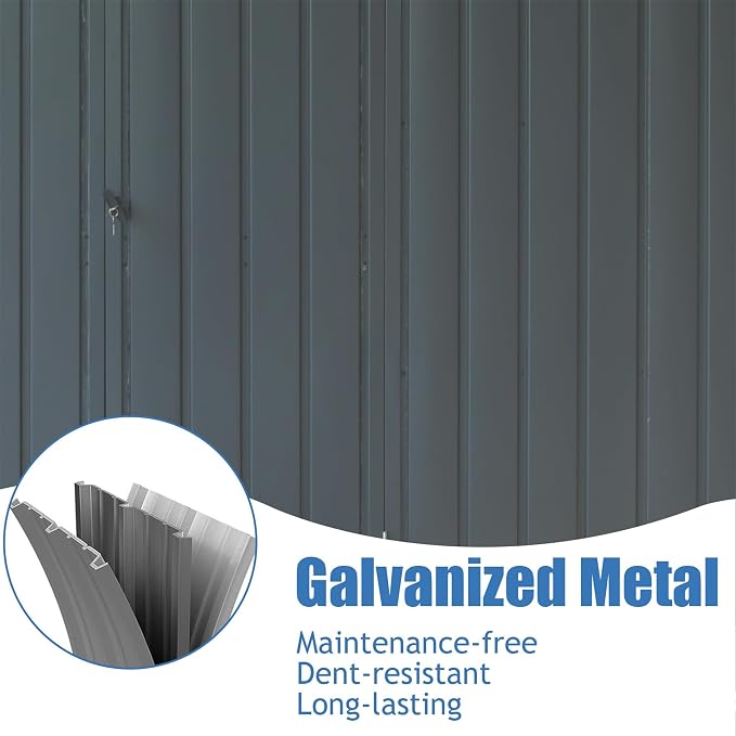 IKERY Extra - Large Galvanized Steel Storage Shed - 11' x 12.5' - Image 4
