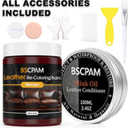 12oz Leather Recoloring Balm & 3.4oz Mink Oil Leather Conditioner kit, Maroon - Image 7