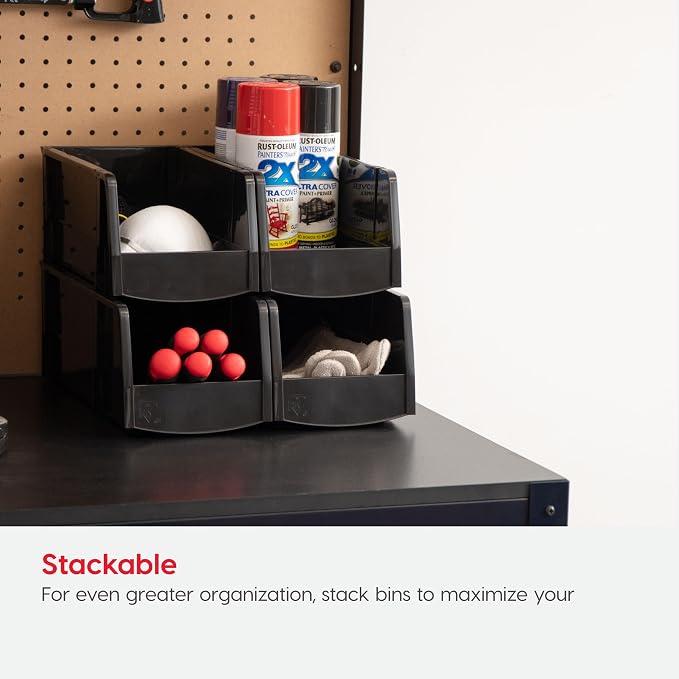 IRIS USA Stackable Bins, 5.5 x 4.5 x 3 inch, Plastic Hanging Open Front Shelf - Image 7