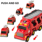 TEMI Fire Toys for 3 4 5 6 Years Old Boys Girls - 5 in 1 Carrier Truck - Image 5