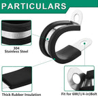 20pcs 5/8 Inch Stainless Steel Cable Clamps, Rubber Coated Cushioned Insulated - Image 2