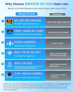 4K Dash Cam 360° View, 4 Channel Front and Rear Dash Camera - Image 2