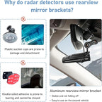 Radar Detector Mount, Rearview Mirror Rod Radar Mounting Bracket+Rearview - Image 6