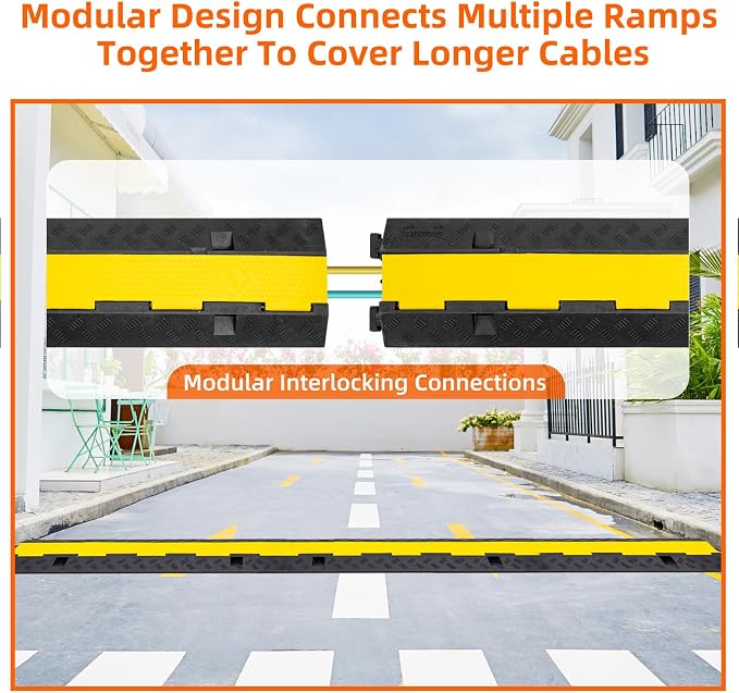 2 Channel 3 Pack Cable Protector Ramp Traffic Wire and Hose Ramp Cord Cover - Image 6