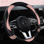 Car Steering Wheel Covers for Women Girl Padded Carbon Fiber PU Leather Cute by HighnessHwoo