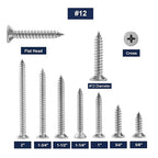 #12 x 1" Wood Screw 100Pcs 18-8 Stainless Steel Screws Flat Head Phillips Fast - Image 3