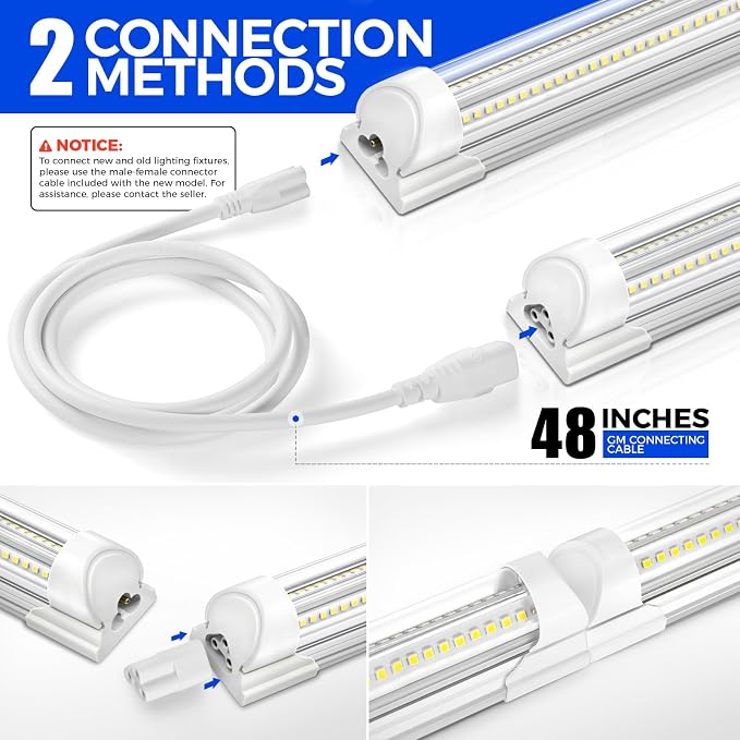 Barrina 8FT LED Shop Light, 100W 15000LM 6500K Super Bright White, Linkable T8 - Image 6