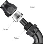 EVIL ENERGY 12AN 45 Degree PTFE One Piece Full Flow End Hose Fitting Aluminum - Image 2