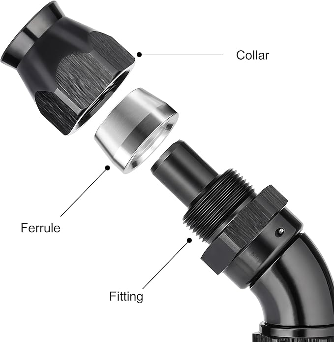 EVIL ENERGY 12AN 45 Degree PTFE One Piece Full Flow End Hose Fitting Aluminum - Image 2