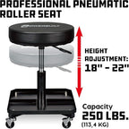 Powerbuilt Rolling Seat, Height-Adjustable Garage Stool - Image 2